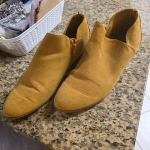 Mustard Yellow Suede Ankle Boots